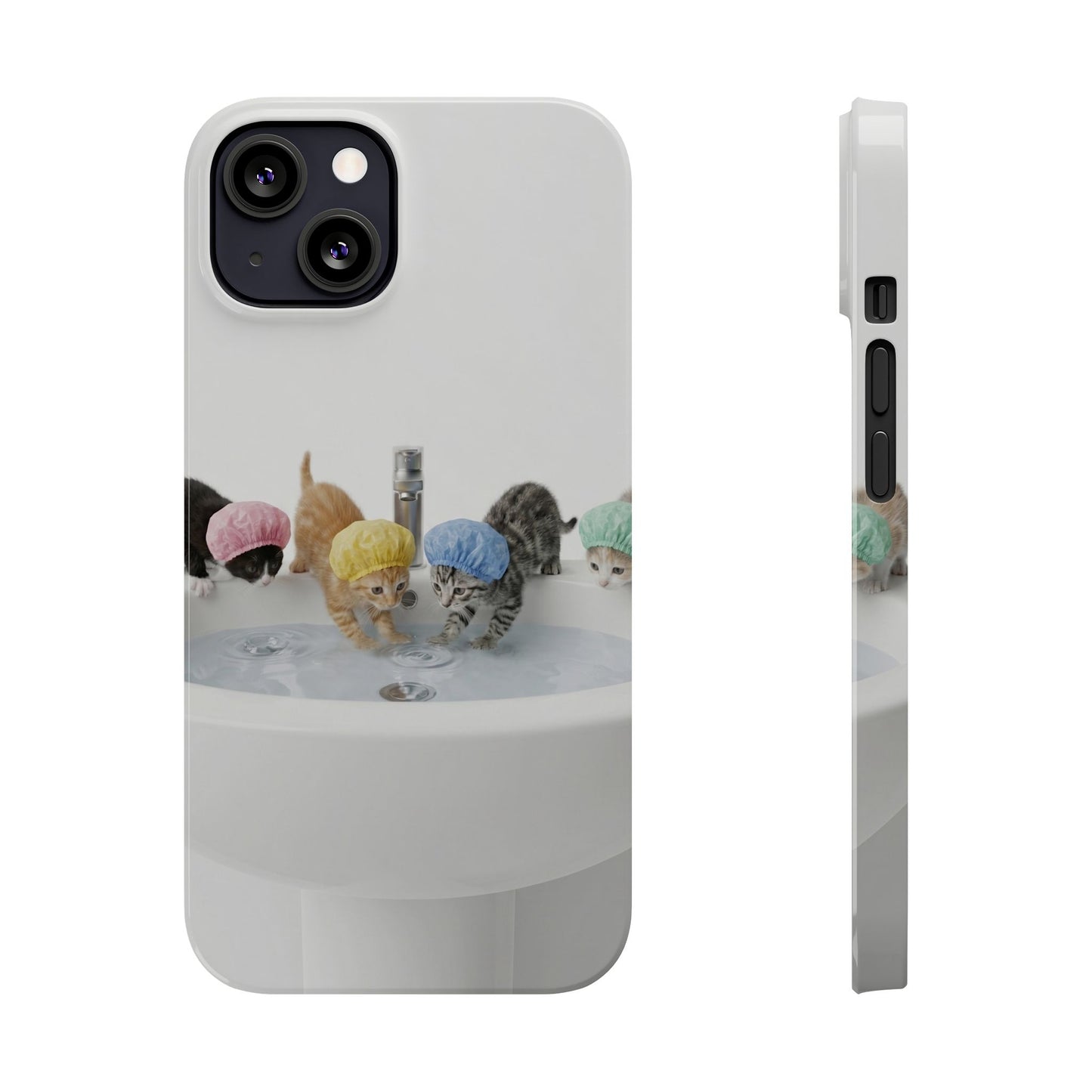 Slim Phone Case — Cute Kittens in Bathtub Design