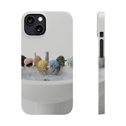 Slim Phone Case — Cute Kittens in Bathtub Design