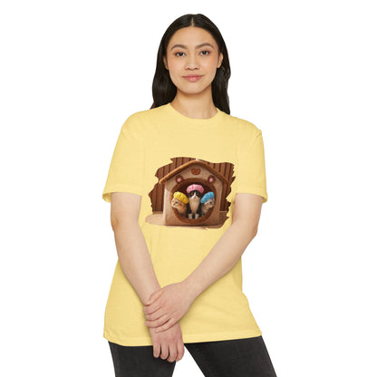 Cute Birdhouse T-Shirt — Three Cartoon Birds in Nest