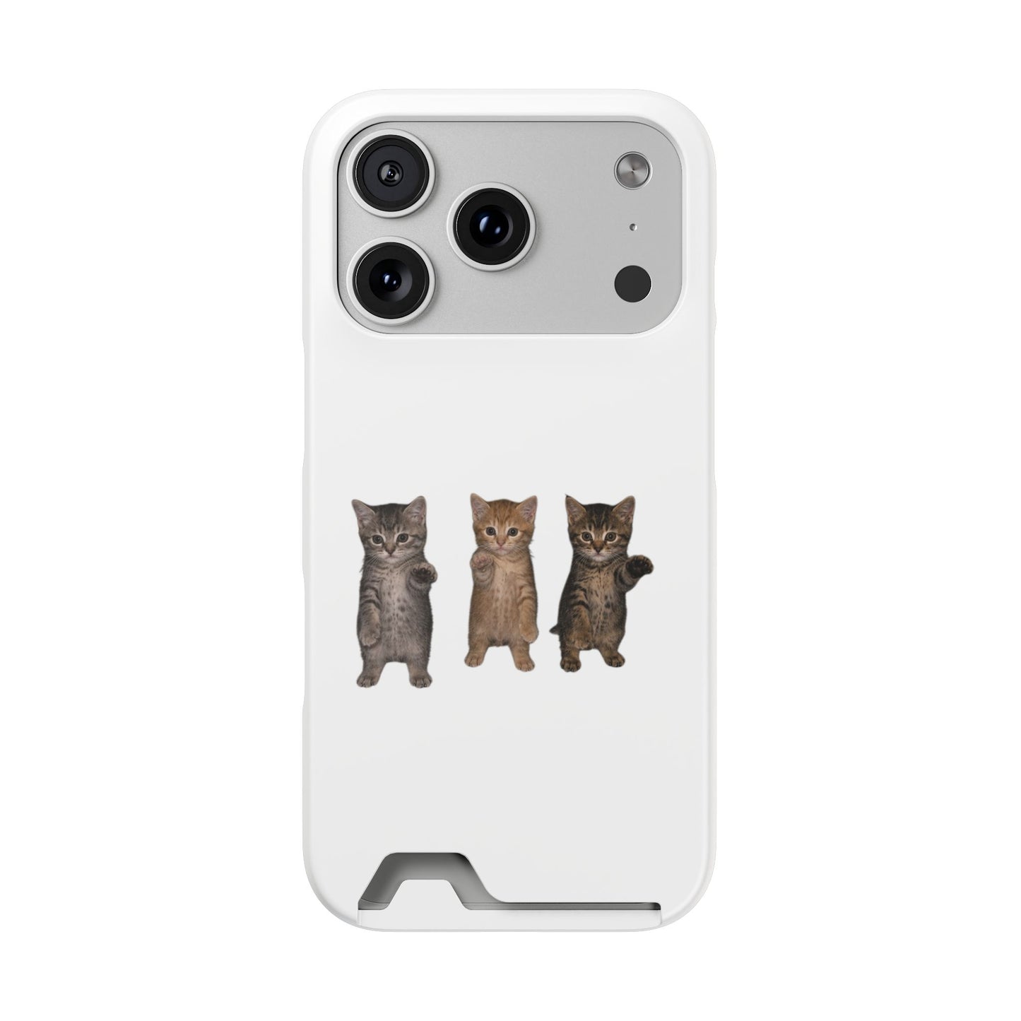 Cute Trio Kittens Phone Case with Card Holder