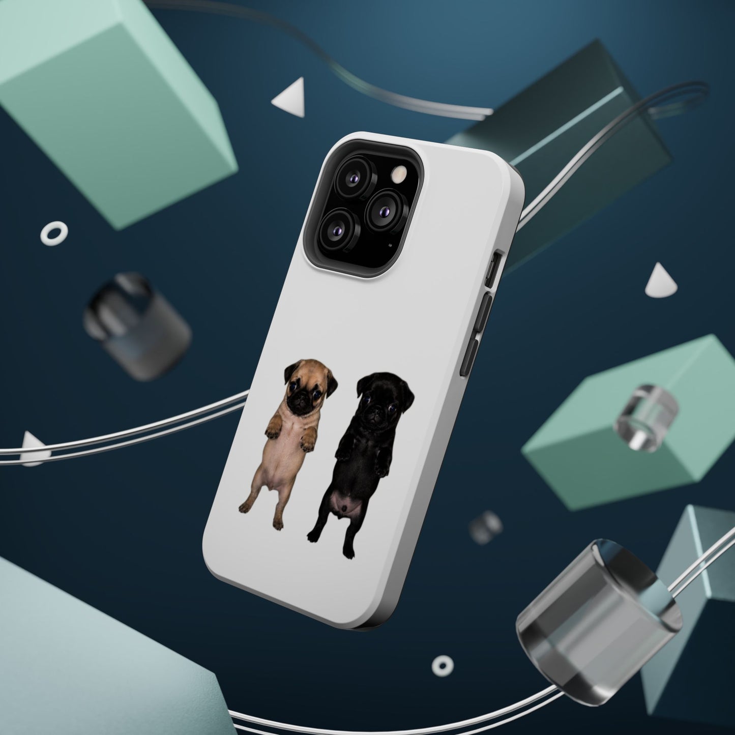 Cute Standing Pug Duo Magnetic Impact-Resistant Phone Case