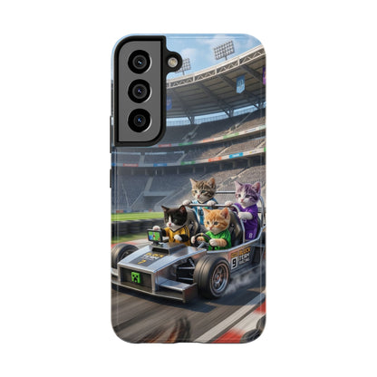 Racing Cats Tough Phone Case — Cute Kittens Driving Racecar Phone Cover