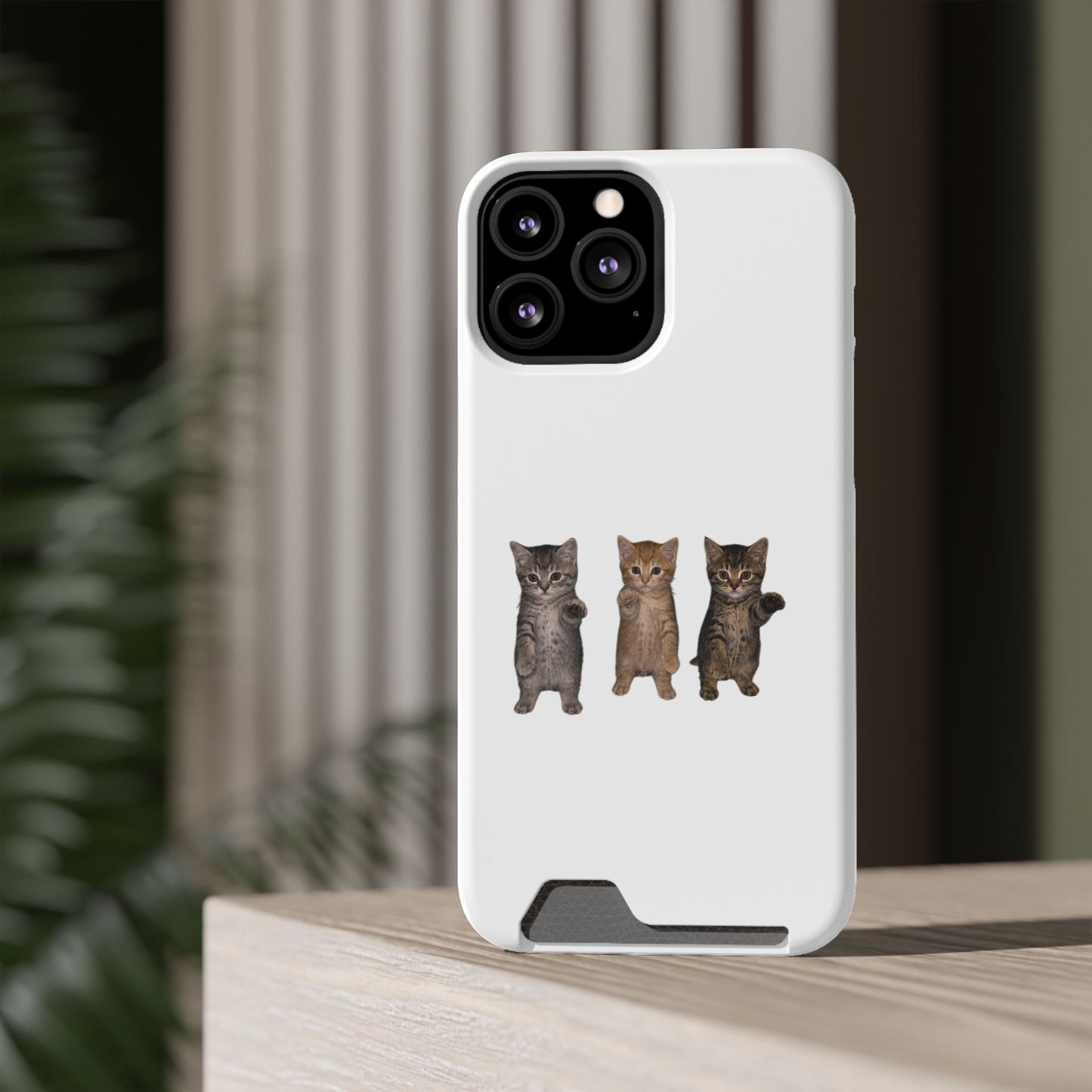 Cute Trio Kittens Phone Case with Card Holder