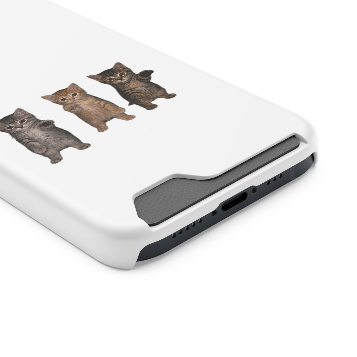 Cute Trio Kittens Phone Case with Card Holder