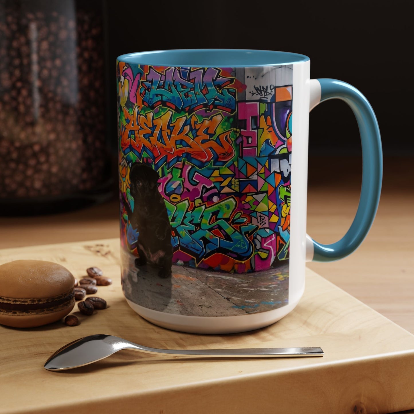 Graffiti Pug Coffee Mug — Colorful Street Art Accent Mug (11/15oz)