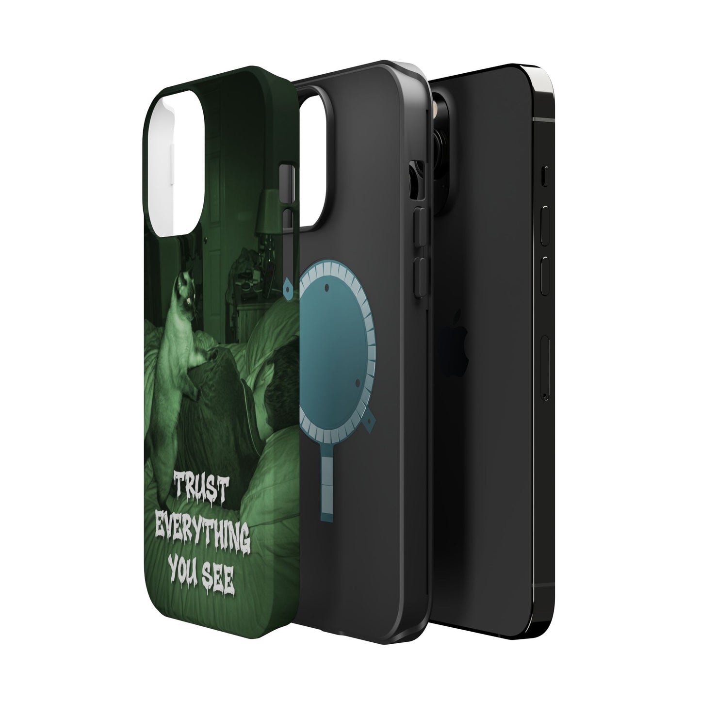 Phone Case 'Trust Everything You See' Green Dog Photo Magnetic Impact-Resistant Case