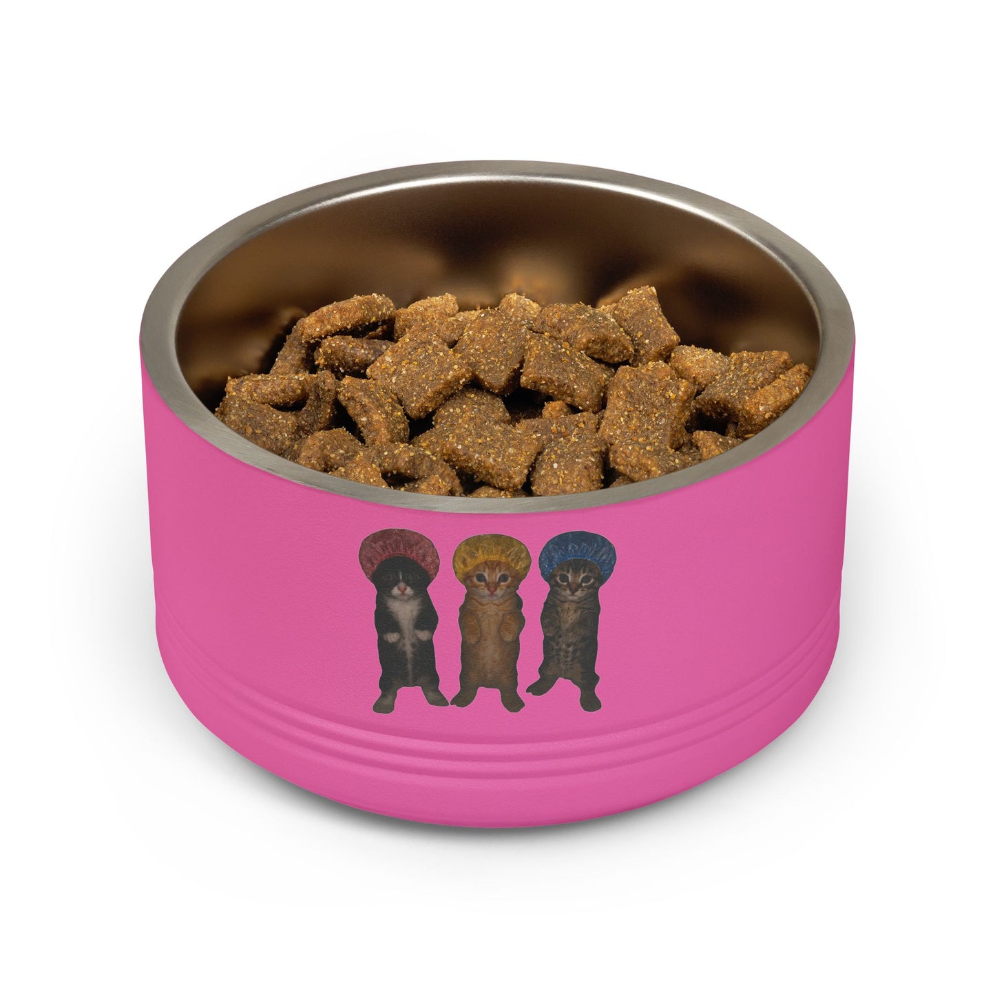 Cute Kittens in Bonnets Trio Pet Bowl Stainless Steel (18oz)