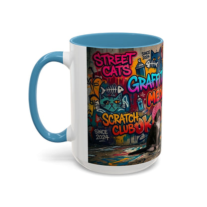 Graffiti Meow Squad Accent Coffee Mug — Cute Kittens ‘Purr-ject’ Street Art Design (11/15oz)