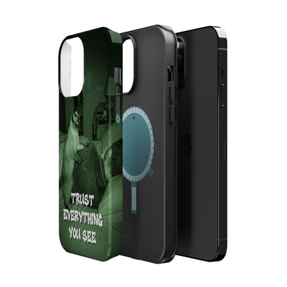 Phone Case 'Trust Everything You See' Green Dog Photo Magnetic Impact-Resistant Case