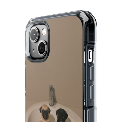 Clear Magnetic Phone Case – Cute Pups in Sink Photo Design
