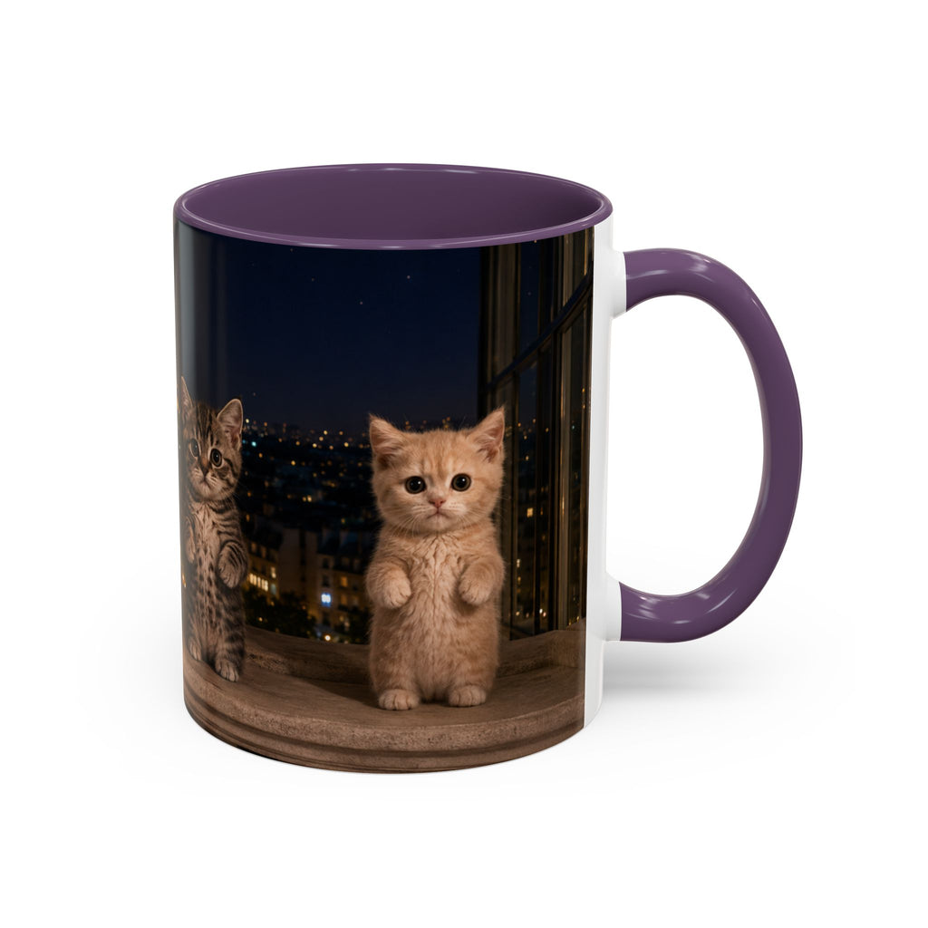 Paris Kittens Coffee Mug — Cute Cat Nightscape Accent Mug (11/15 oz)