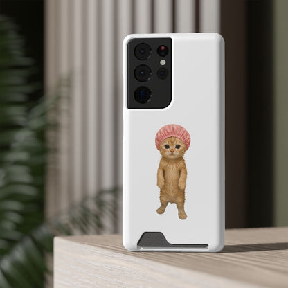 Cute Cat Shower Cap Phone Card Case