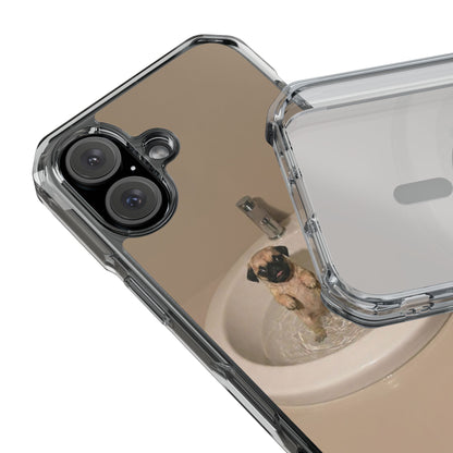Clear Magnetic Phone Case – Cute Pups in Sink Photo Design