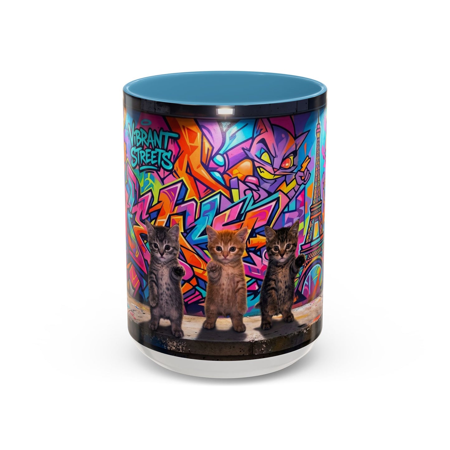 Street Kitties Graffiti Coffee Mug — Colorful Cat Art Accent Mug (11/15oz)