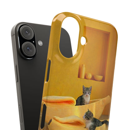 Cat Cozy Phone Case – Cute Kittens in Yellow Living Room Snap Case