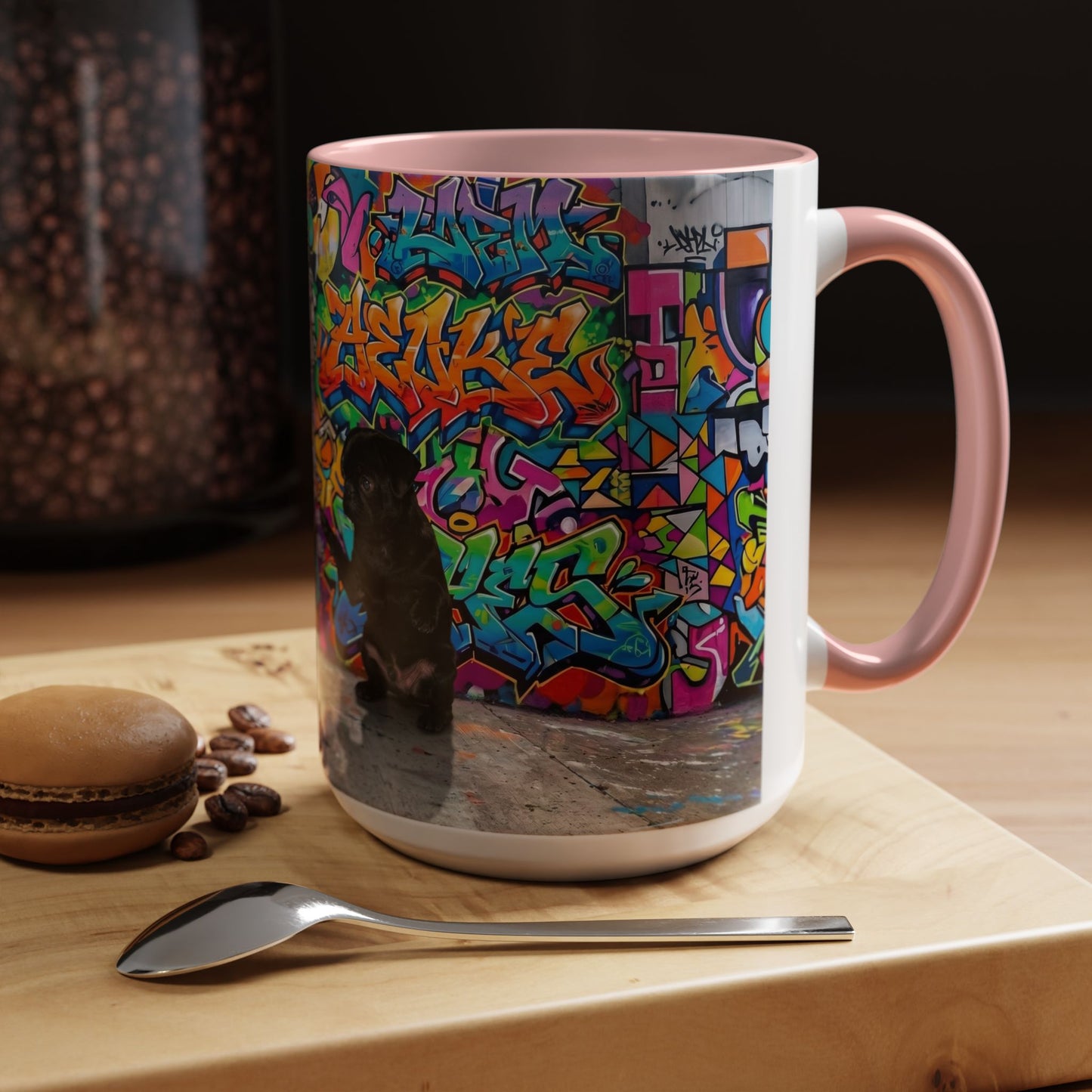 Graffiti Pug Coffee Mug — Colorful Street Art Accent Mug (11/15oz)