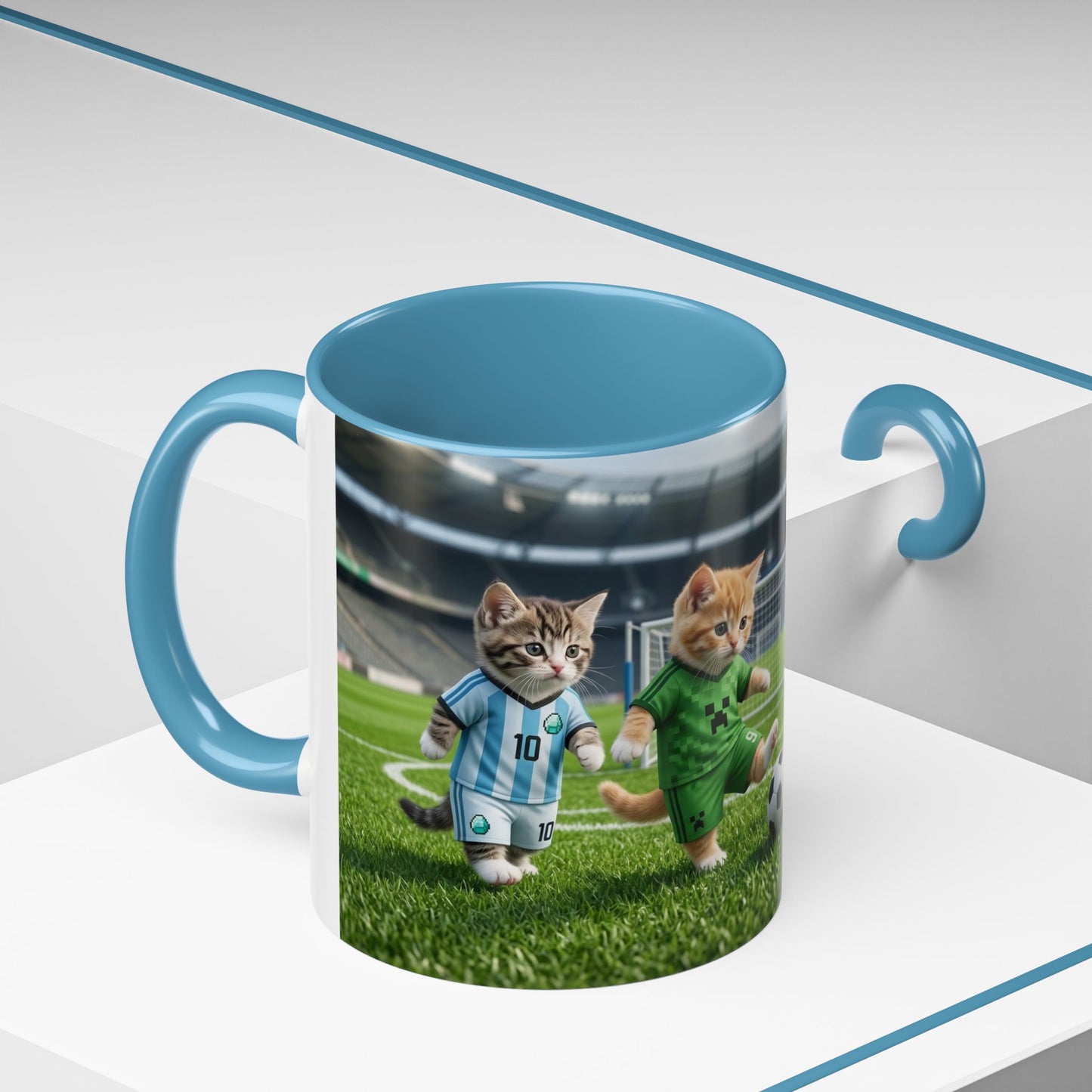 Soccer Kittens Accent Coffee Mug — Cute Cat Soccer Players 11/15oz