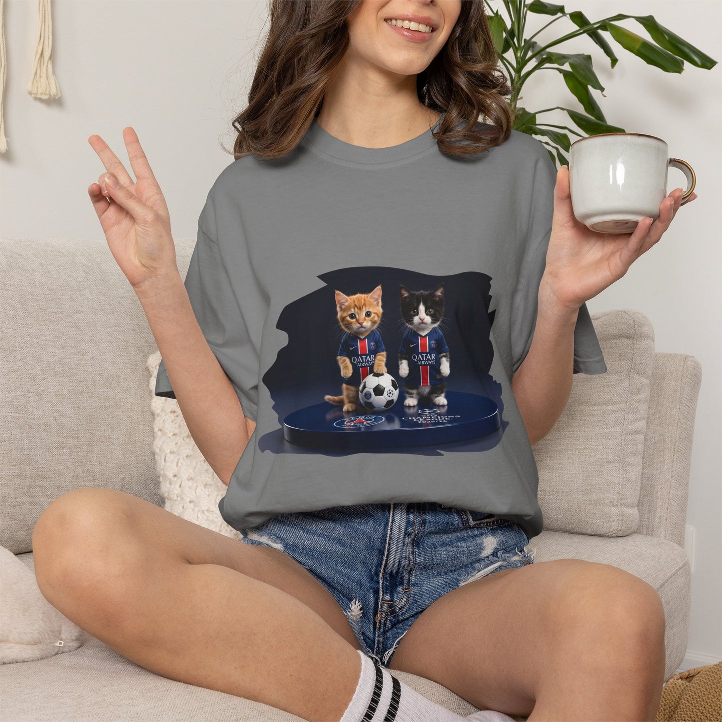 Cat Soccer Players T‑Shirt — Cute Kitten Football Graphic Tee