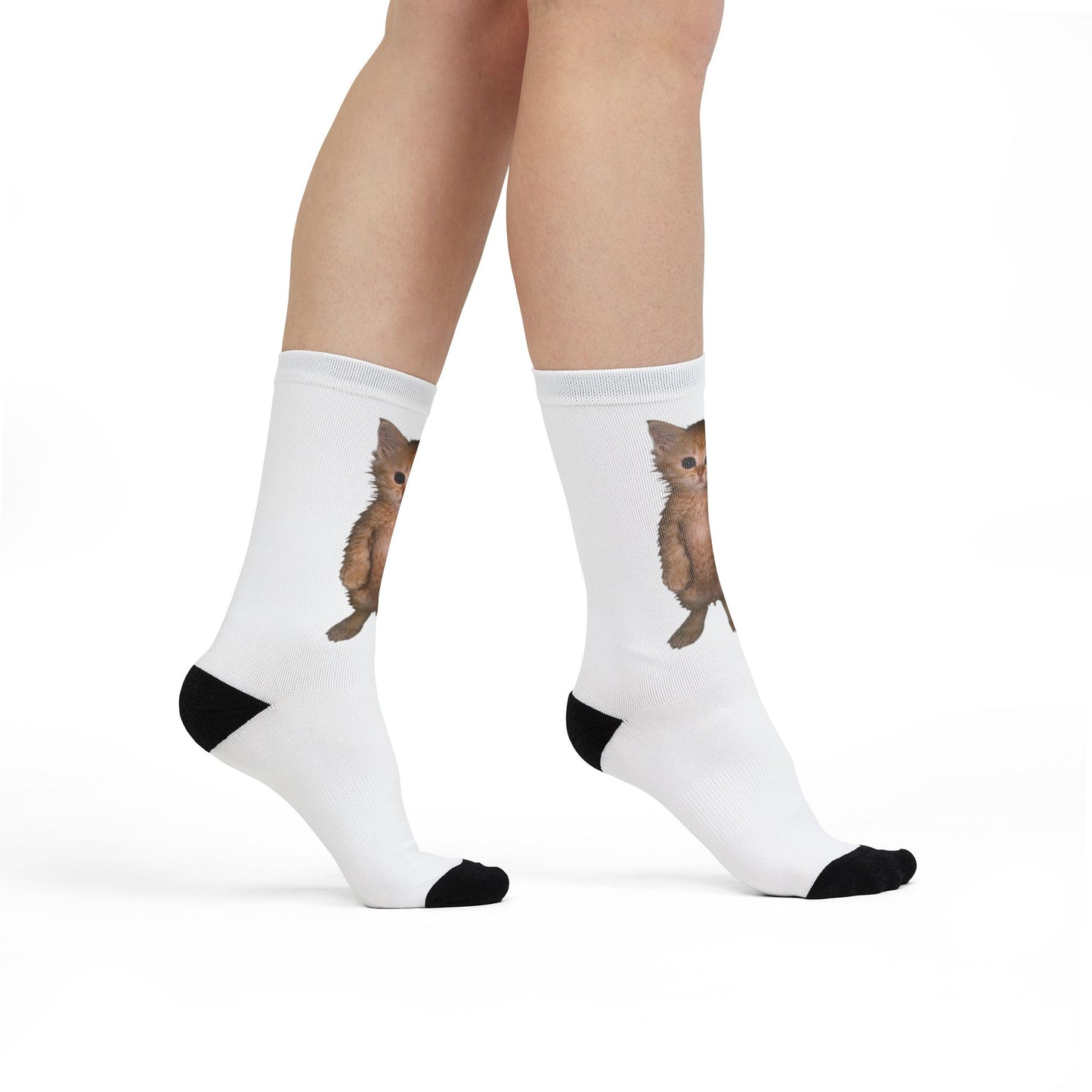 Cute Standing Kitten Crew Socks