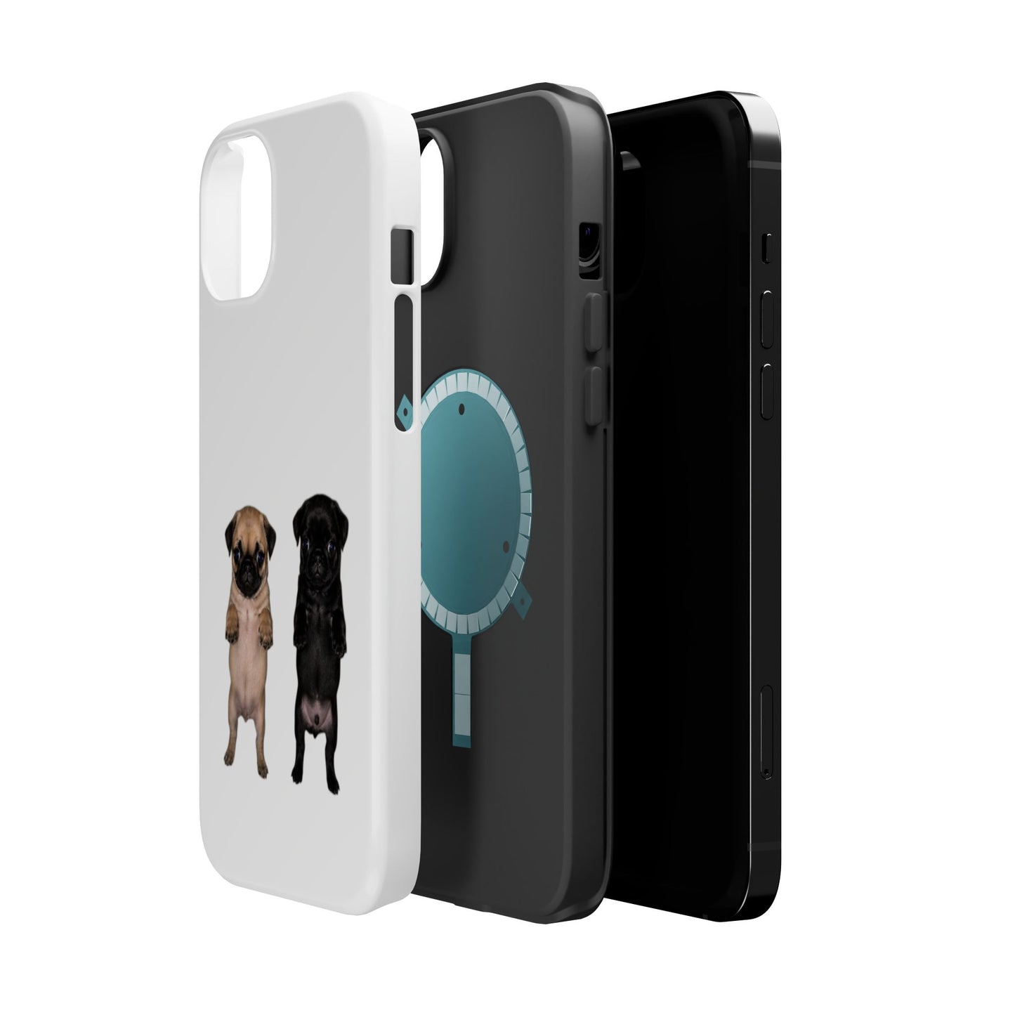 Cute Standing Pug Duo Magnetic Impact-Resistant Phone Case