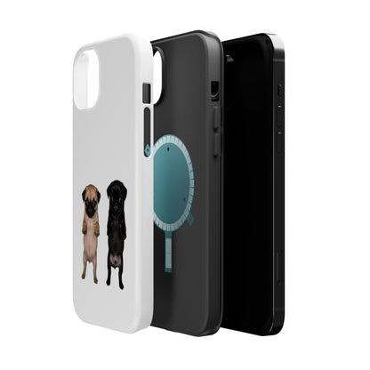 Cute Standing Pug Duo Magnetic Impact-Resistant Phone Case