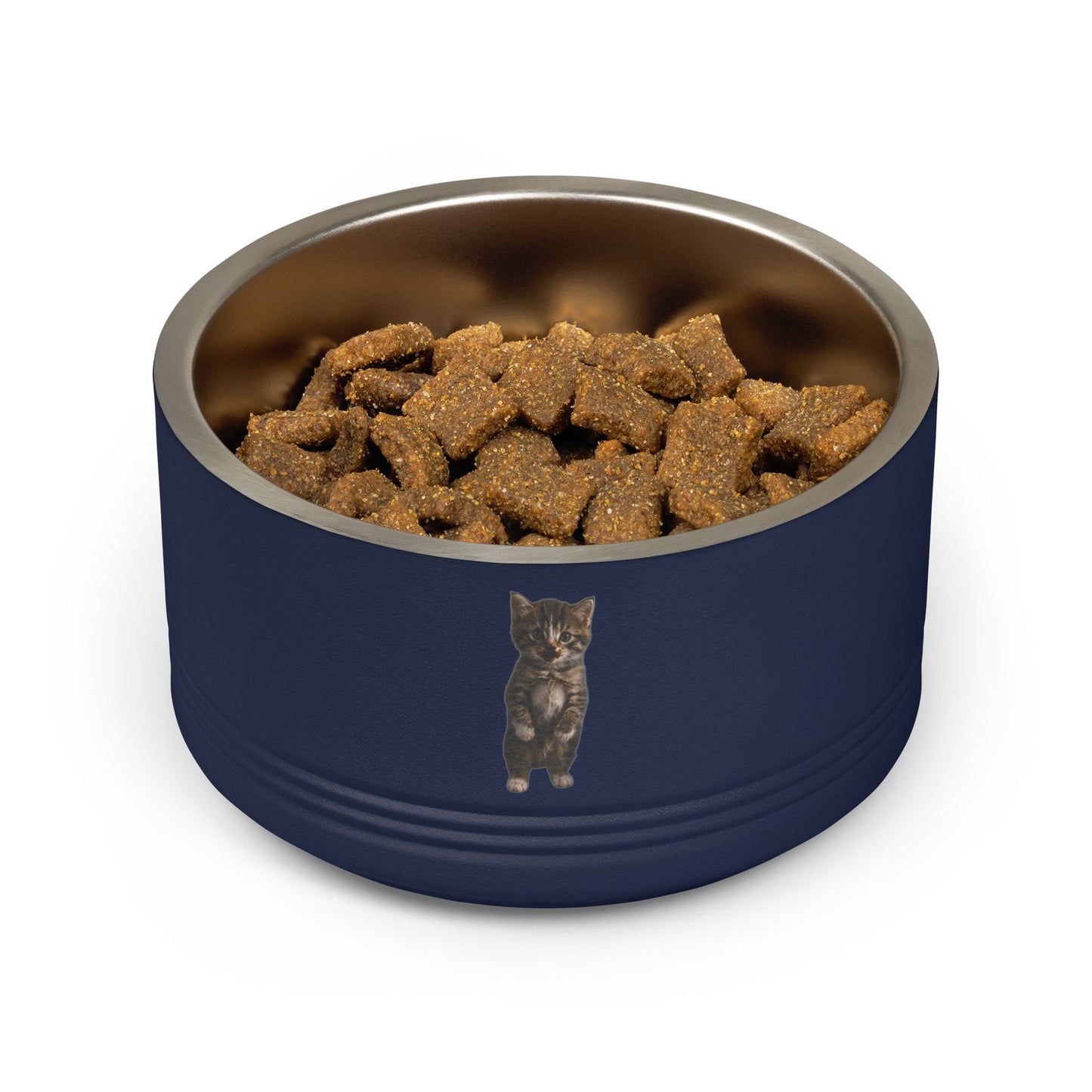 Cute Standing Kitten Stainless Steel Pet Bowl  18oz