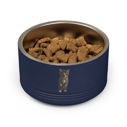 Cute Standing Kitten Stainless Steel Pet Bowl  18oz