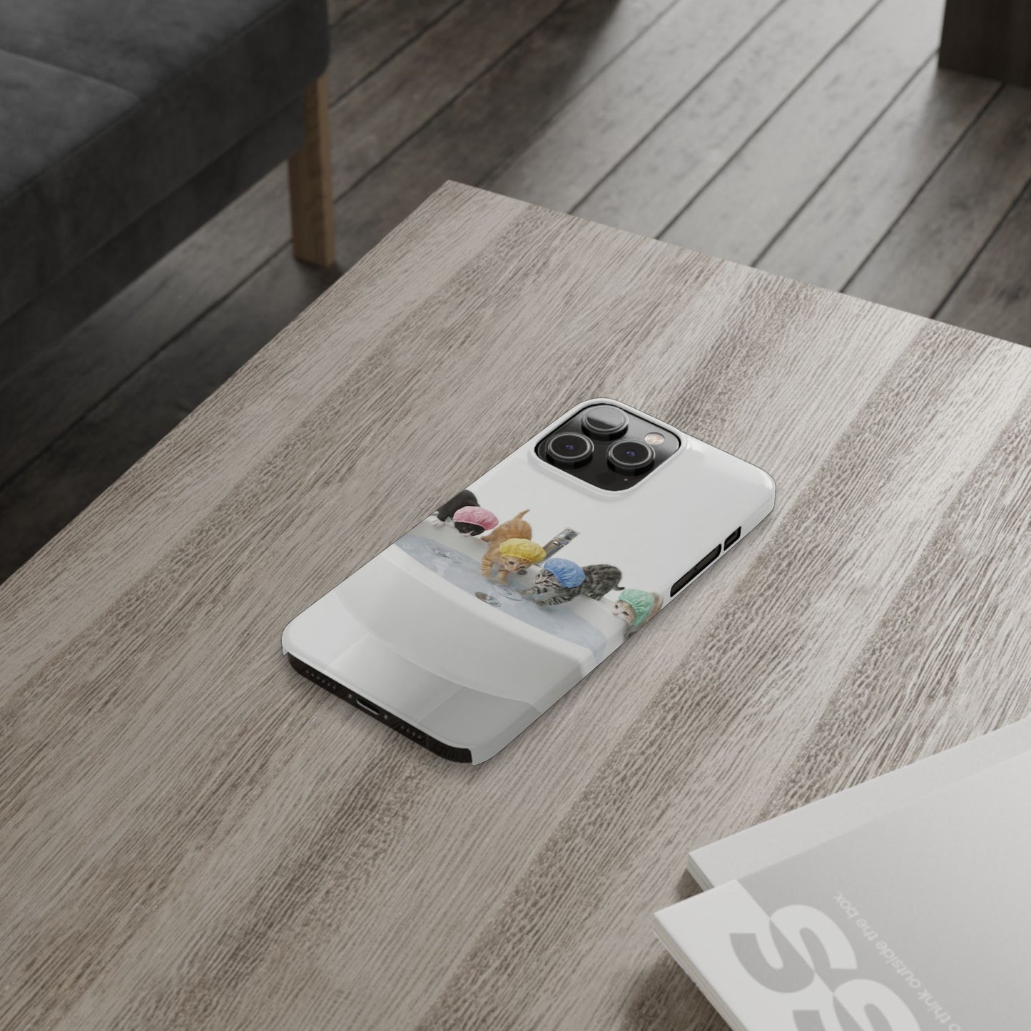 Slim Phone Case — Cute Kittens in Bathtub Design