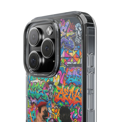 Clear Phone Case — Colorful Graffiti Pugs Design