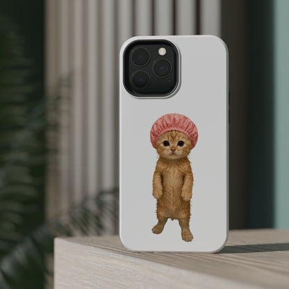 Cute Kitten in Shower Cap Magnetic Impact-Resistant Phone Case