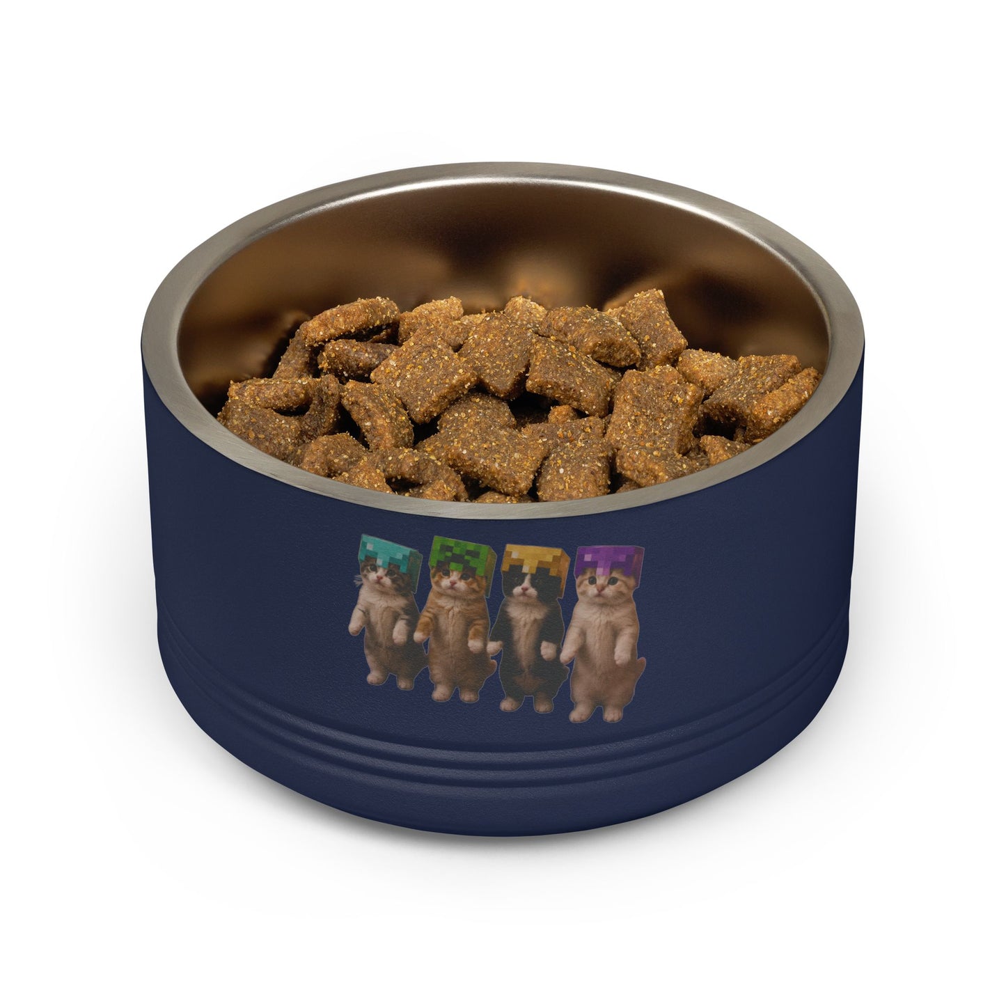 Cute Dancing Kittens Minecraft Helmet Stainless Pet Bowl (18 oz)