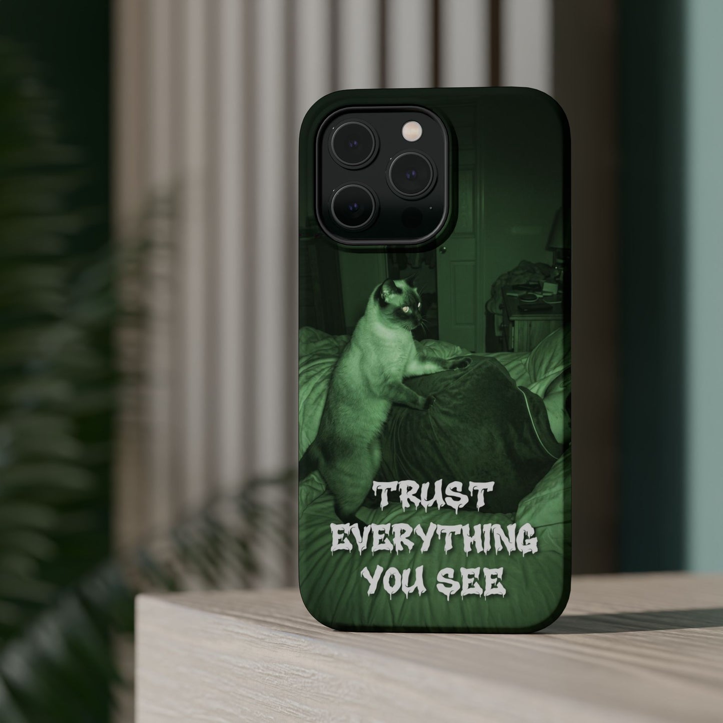 Phone Case 'Trust Everything You See' Green Dog Photo Magnetic Impact-Resistant Case