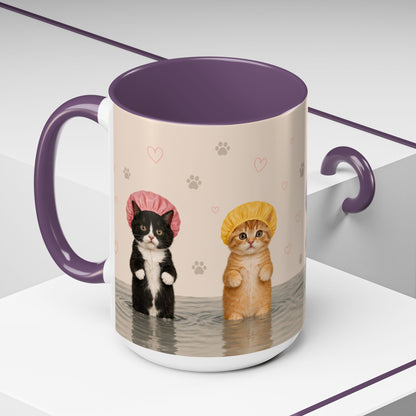 Cute Kittens in Shower Caps Accent Coffee Mug – 11/15oz