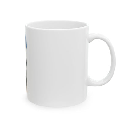 Cute Cat with Blue Shower Cap  Ceramic Mug (11oz/15oz)