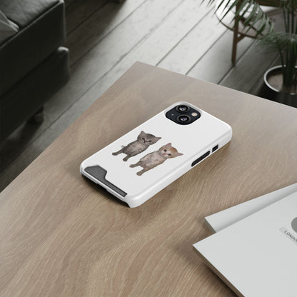 Duo Cute Kitten Phone Case with Card Holder