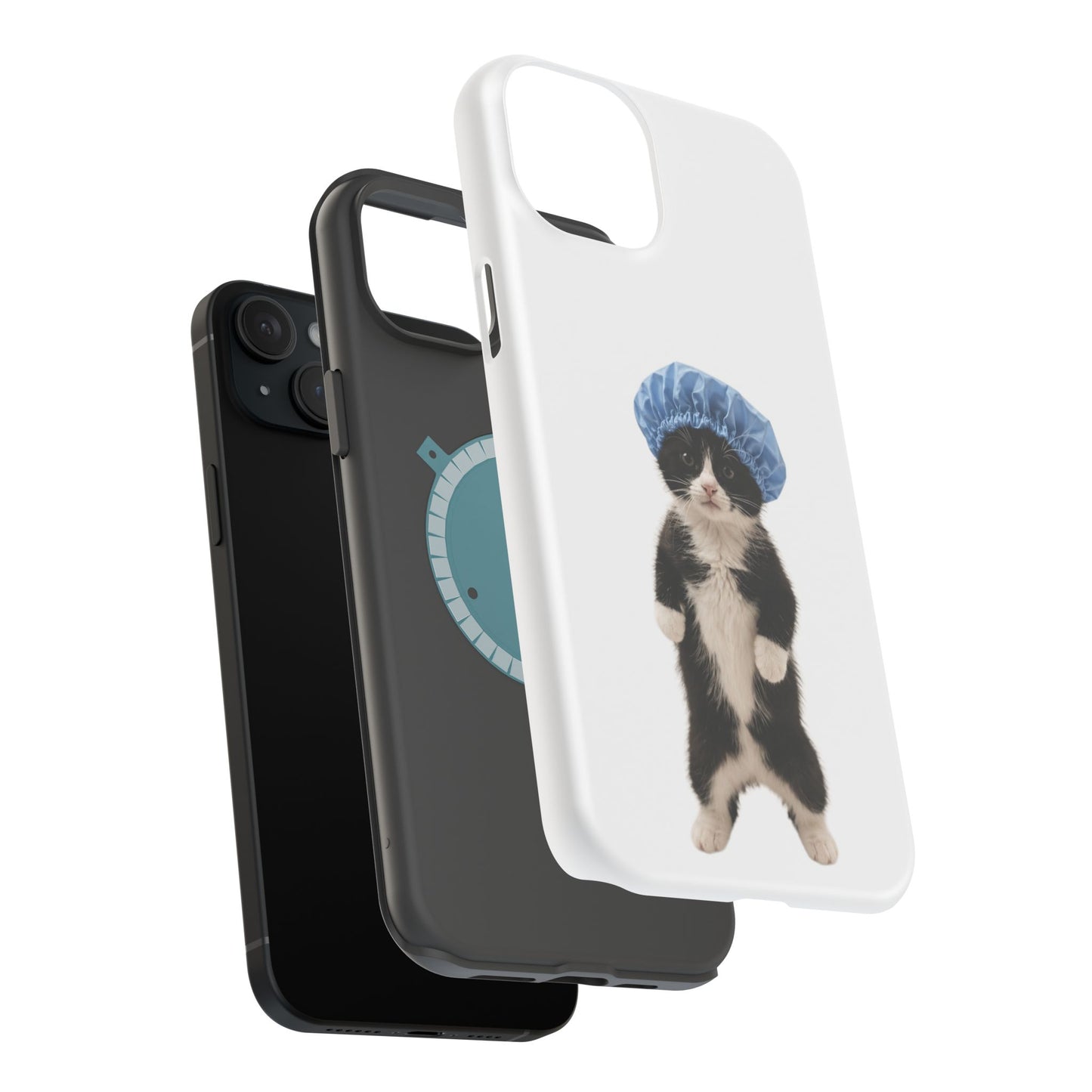 Cute Cat in Shower Cap Magnetic Impact-Resistant Phone Case