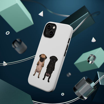 Cute Standing Pug Duo Magnetic Impact-Resistant Phone Case