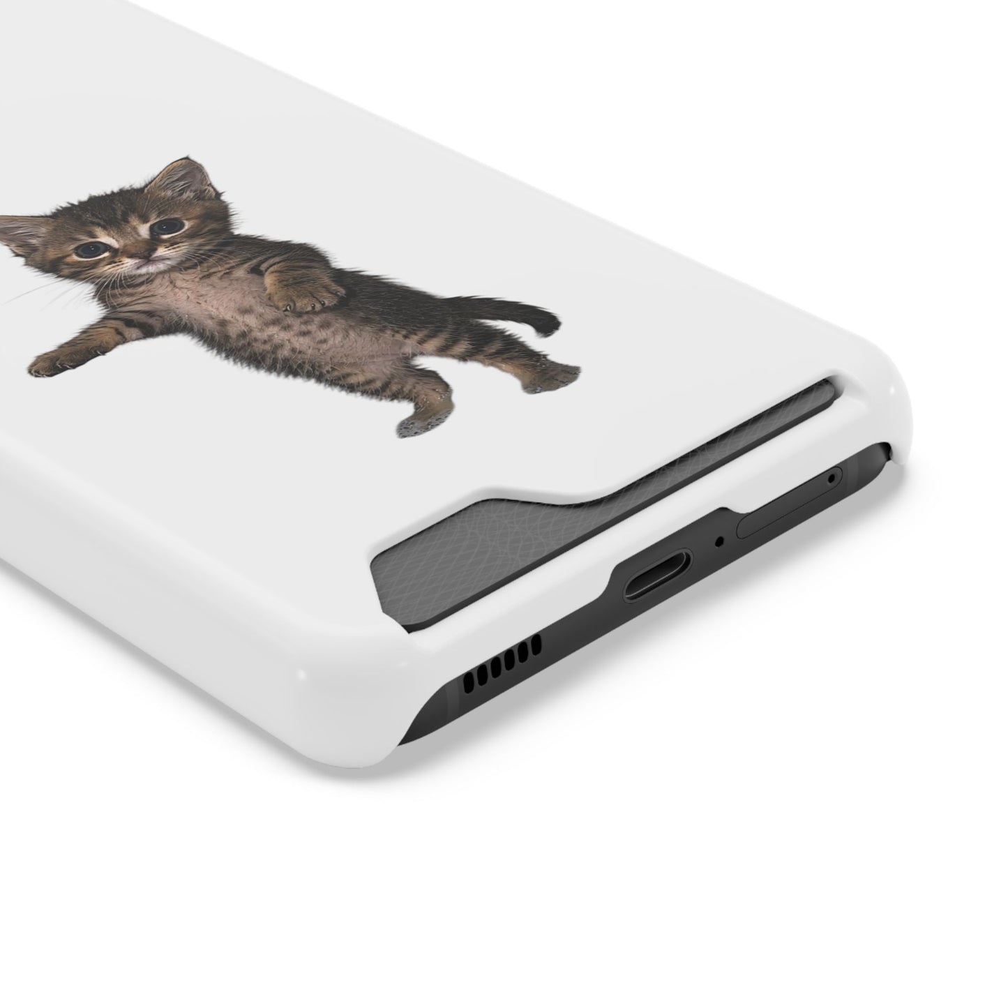 Cute Standing Kitten Phone Case with Card Holder