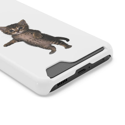 Cute Standing Kitten Phone Case with Card Holder