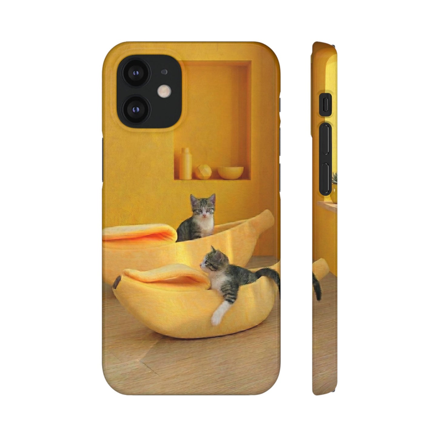 Cat Cozy Phone Case – Cute Kittens in Yellow Living Room Snap Case