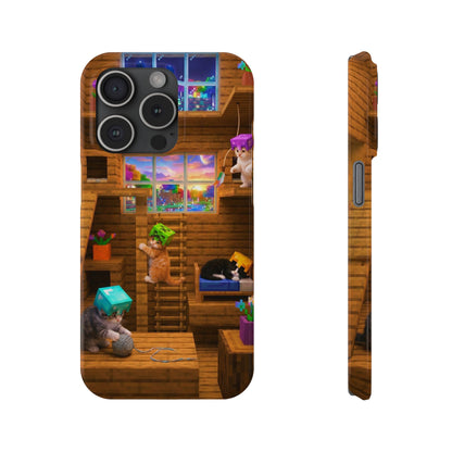 Minecraft Cozy Treehouse Slim Phone Case — Gamer Pixel Cabin Design