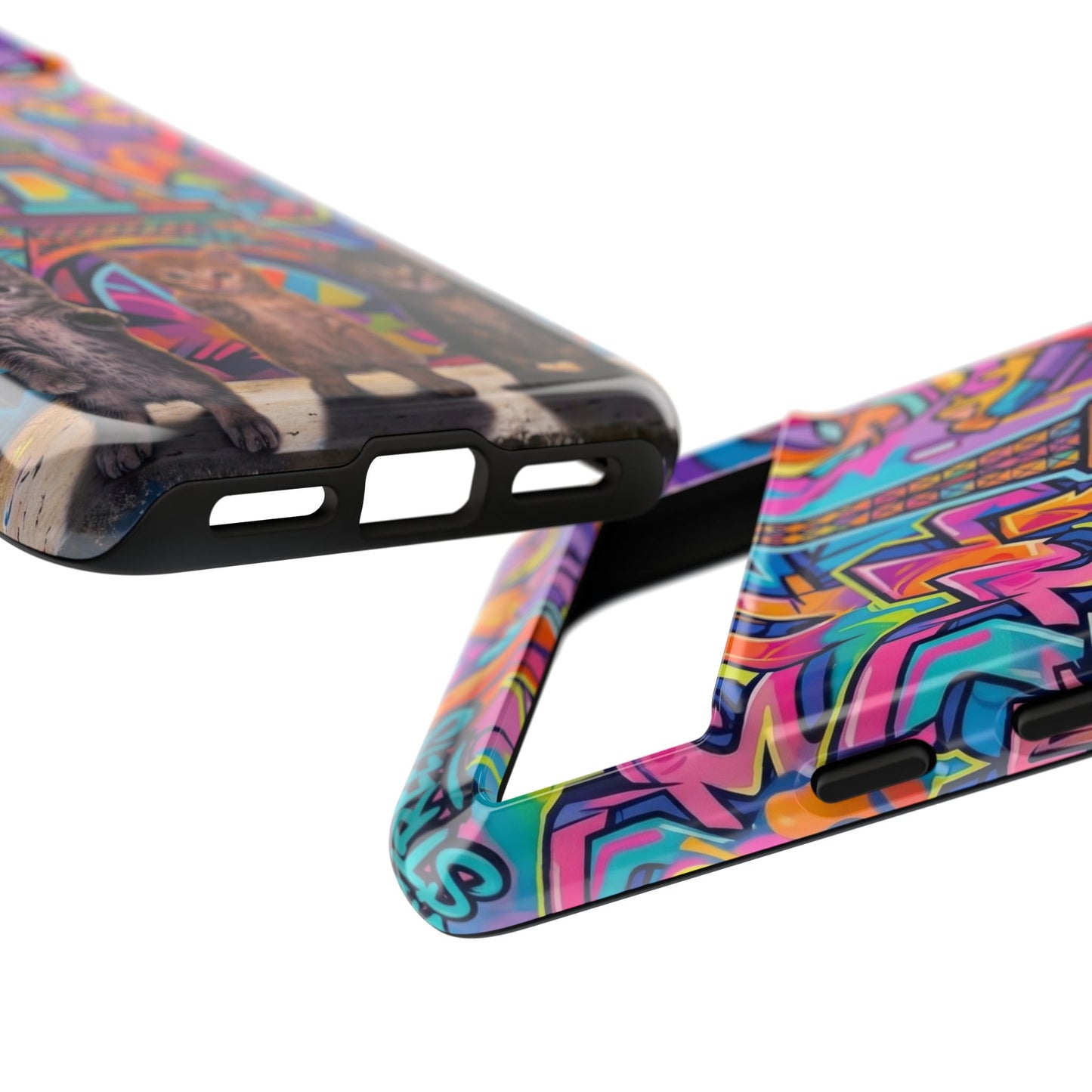 Cat Graffiti Eiffel Phone Case — Colorful Urban Parisian iPhone Cover