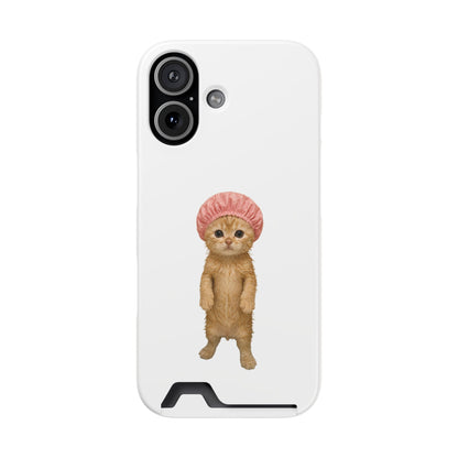Cute Cat Shower Cap Phone Card Case