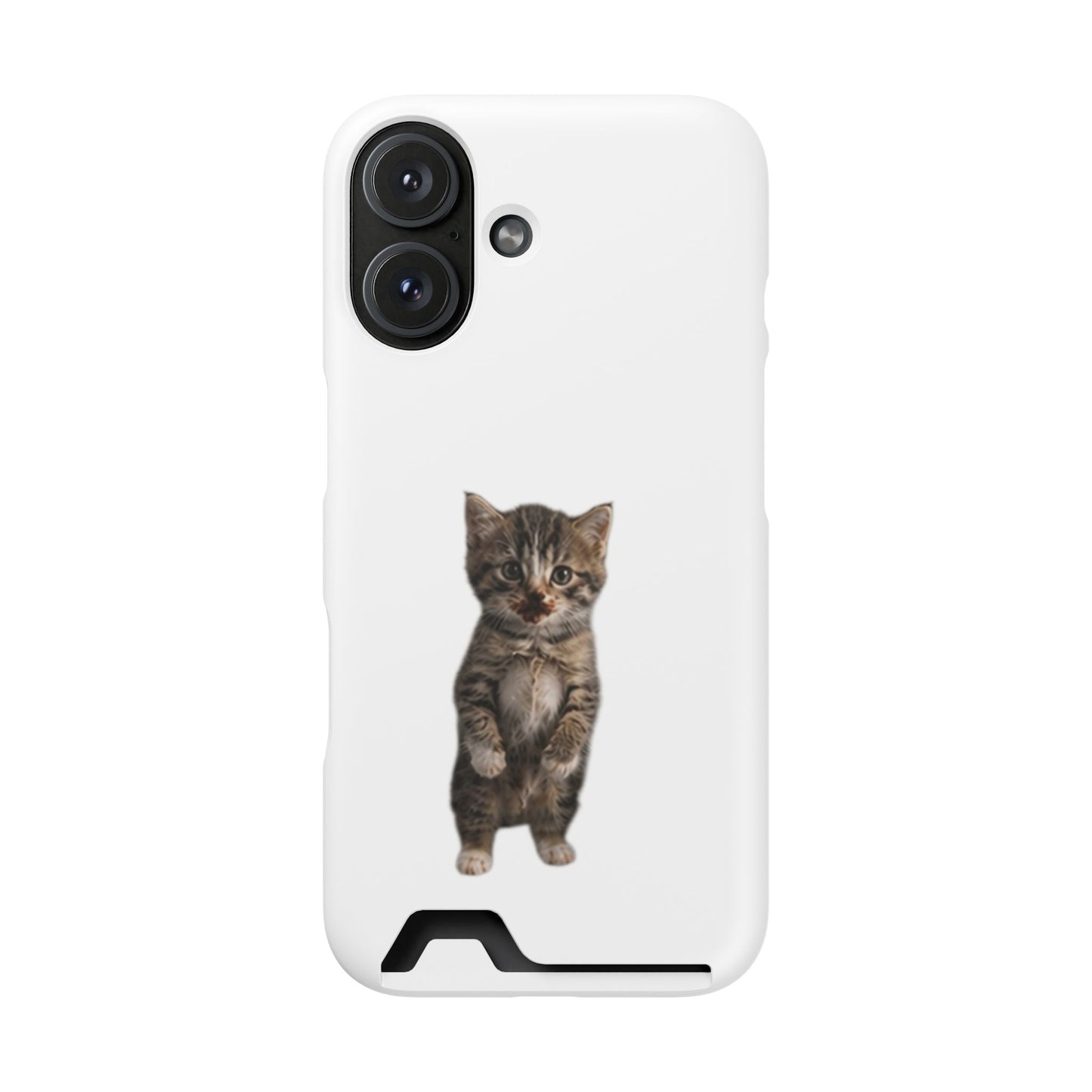 Cute Standing Kitten Phone Case with Card Holder