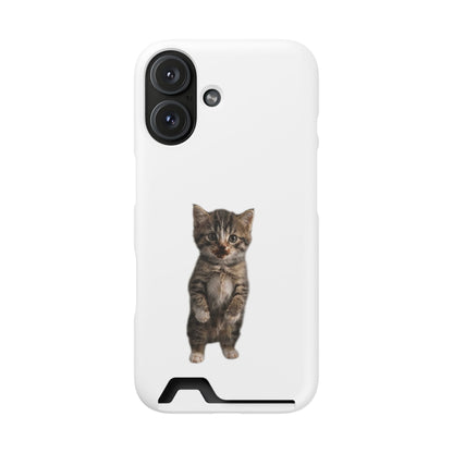 Cute Standing Kitten Phone Case with Card Holder