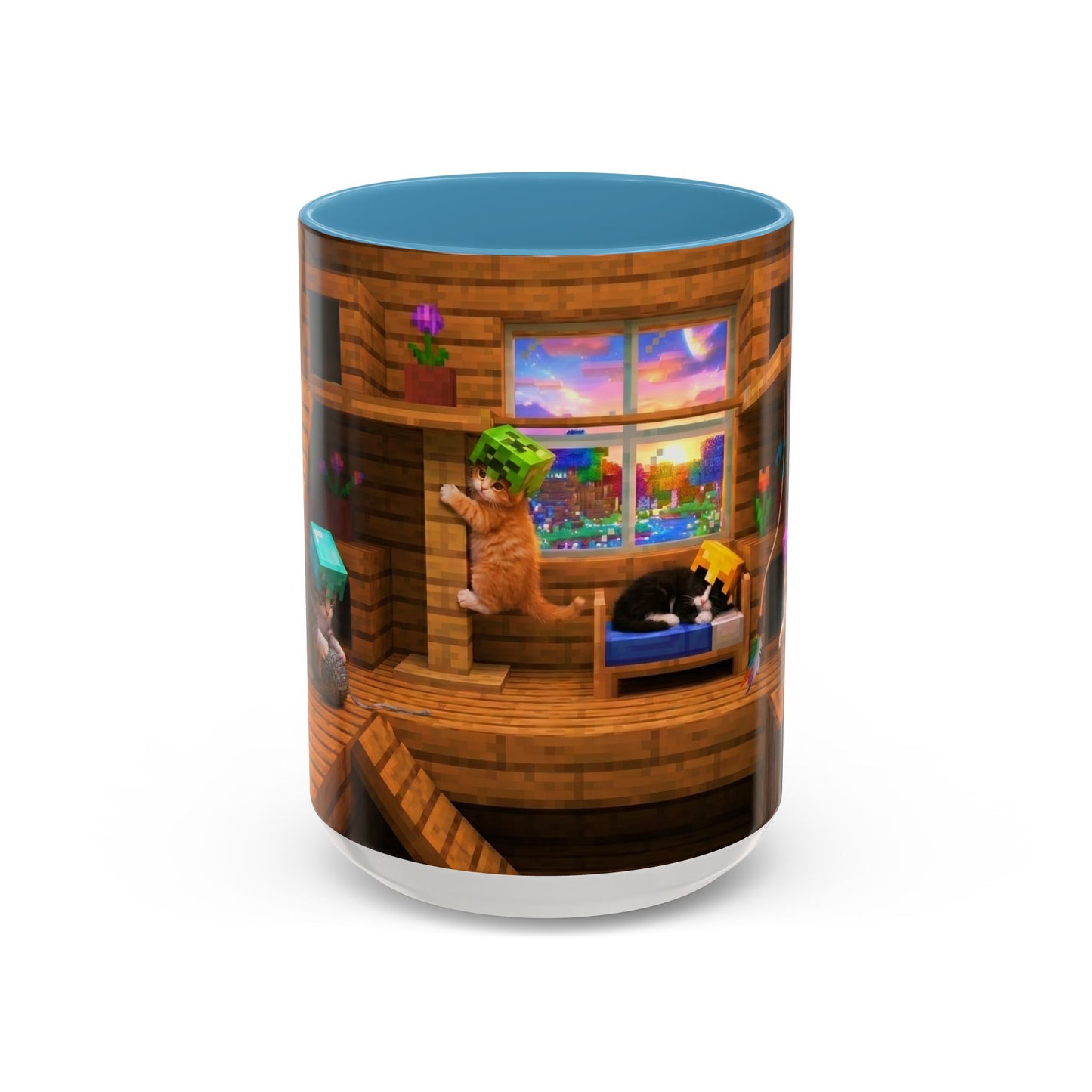Cozy Cat Tree Accent Coffee Mug — Cute Kitten Window Scene (11/15 oz)