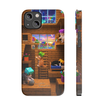 Minecraft Cozy Treehouse Slim Phone Case — Gamer Pixel Cabin Design
