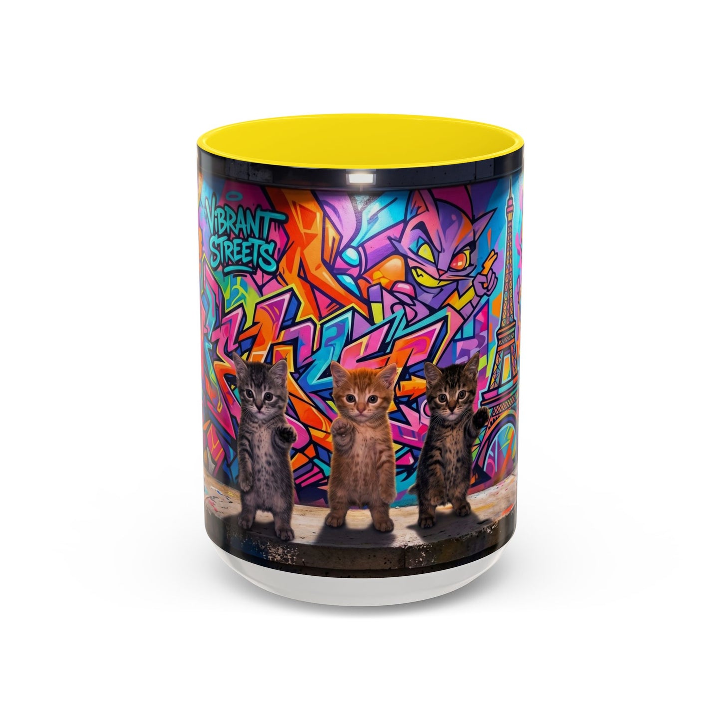 Street Kitties Graffiti Coffee Mug — Colorful Cat Art Accent Mug (11/15oz)
