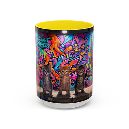 Street Kitties Graffiti Coffee Mug — Colorful Cat Art Accent Mug (11/15oz)