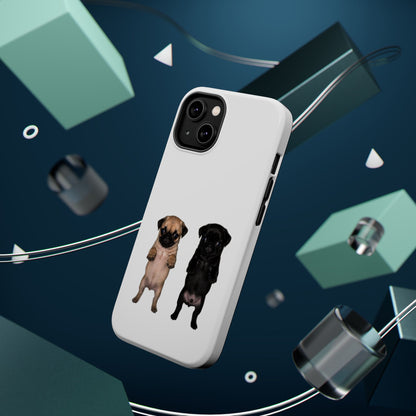 Cute Standing Pug Duo Magnetic Impact-Resistant Phone Case